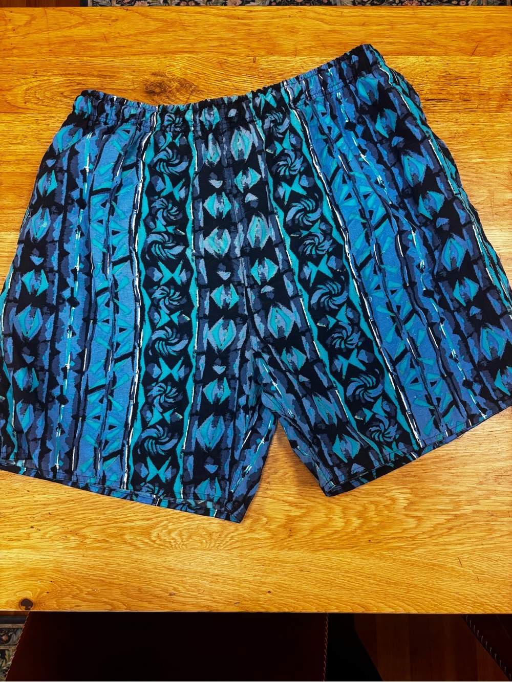 Laguna B Men's Teal & Navy Geometric Swim Trunks